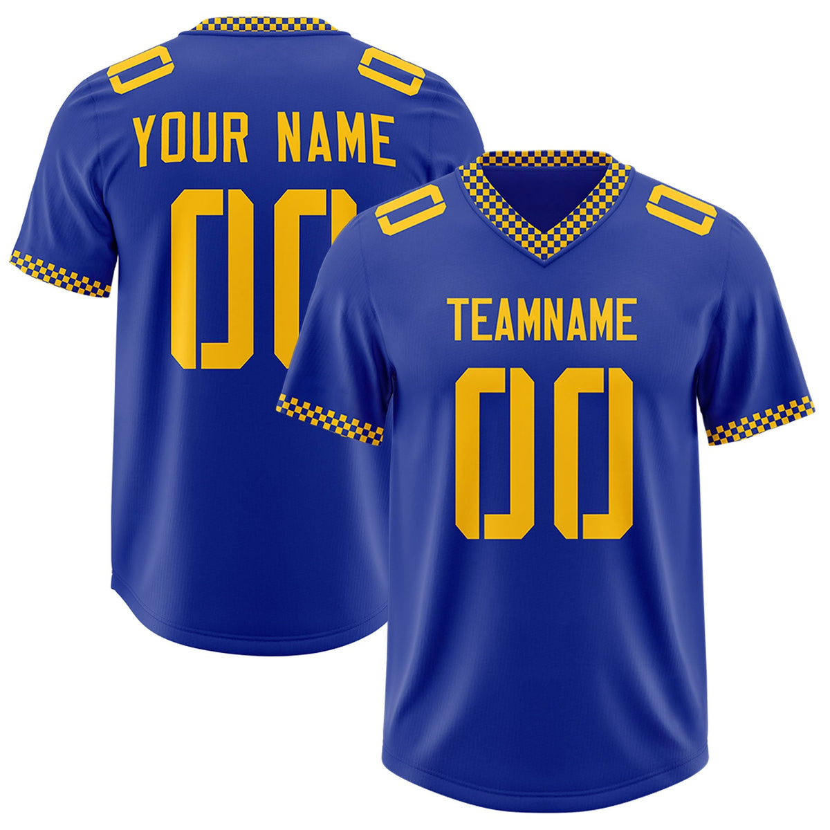 Custom Royal Yellow Personalized Neckline Square Classic Authentic American Football Jersey