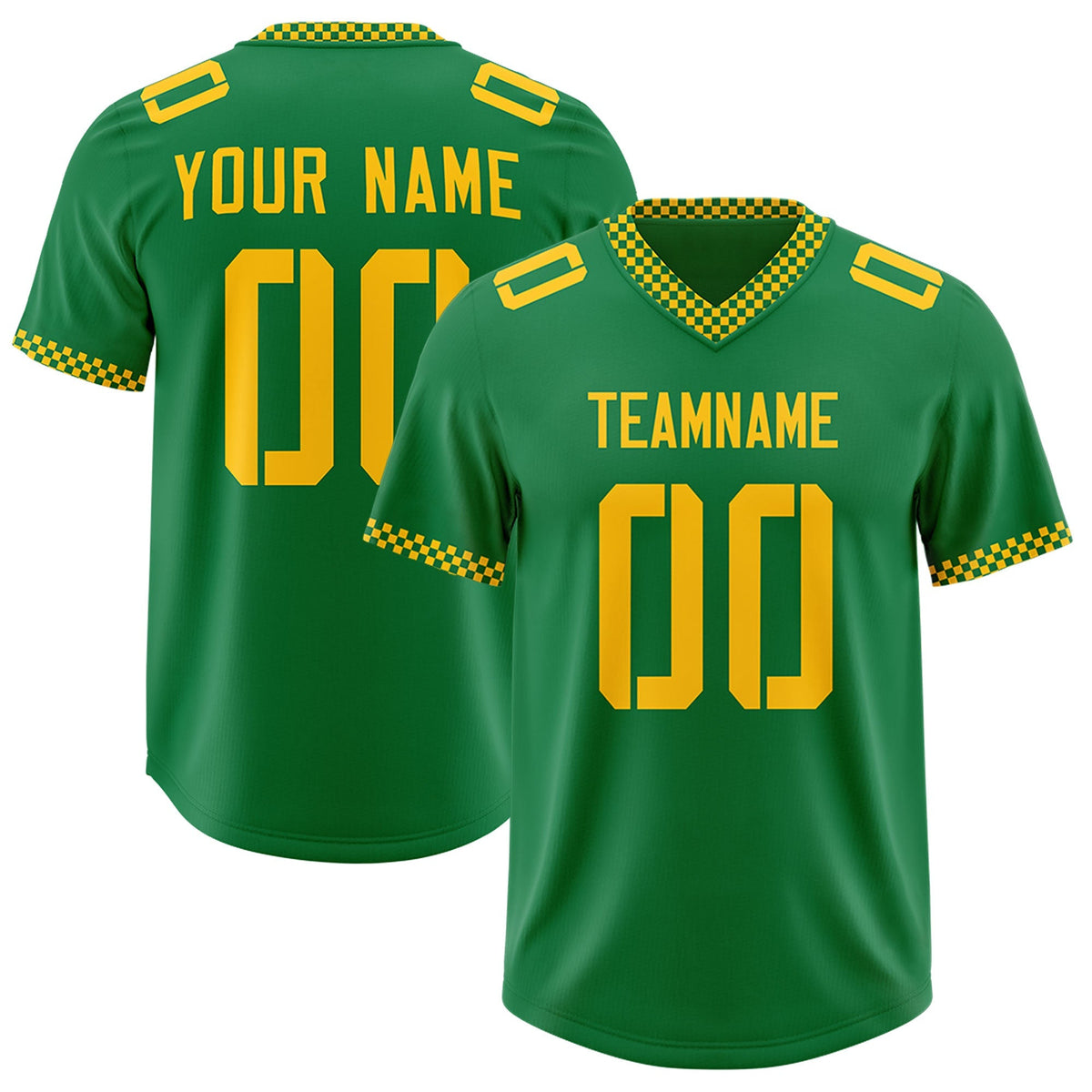 Custom Kelly Green Yellow Personalized Neckline Square Classic Authentic American Football Jersey