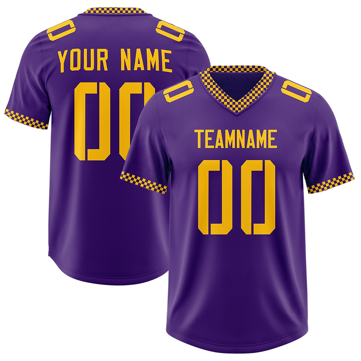 Custom Purple Yellow Personalized Neckline Square Classic Authentic American Football Jersey