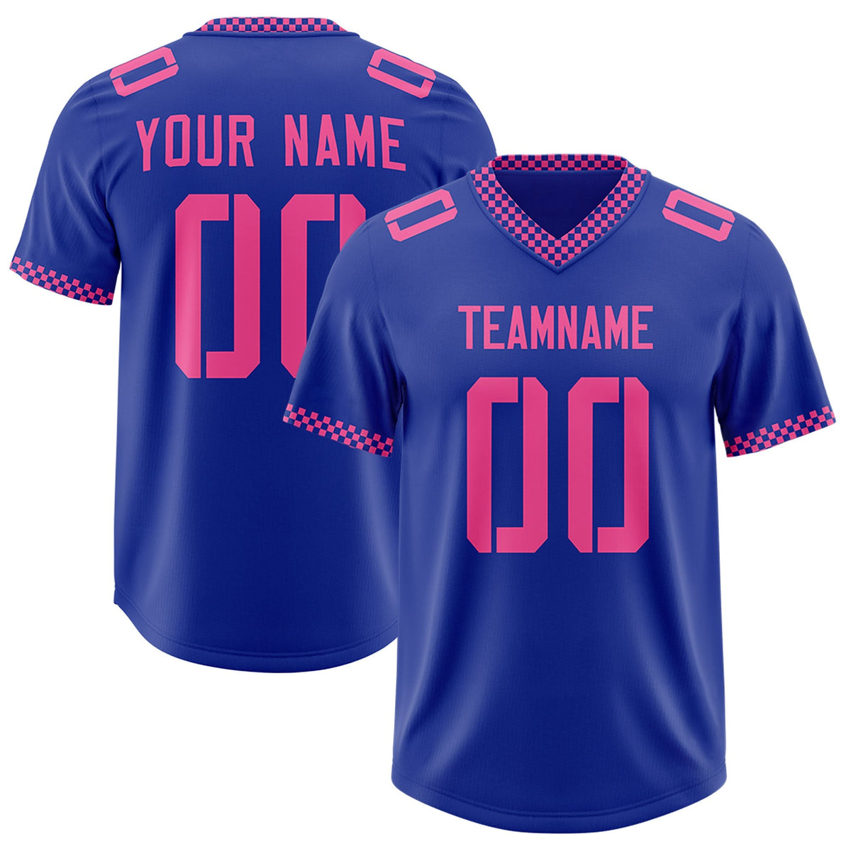 Custom Royal Pink Personalized Neckline Square Classic Authentic American Football Jersey