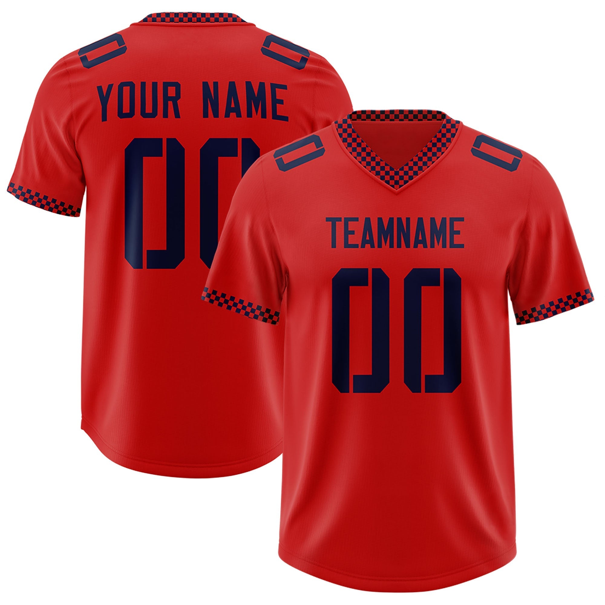 Custom Red Navy Personalized Neckline Square Classic Authentic American Football Jersey