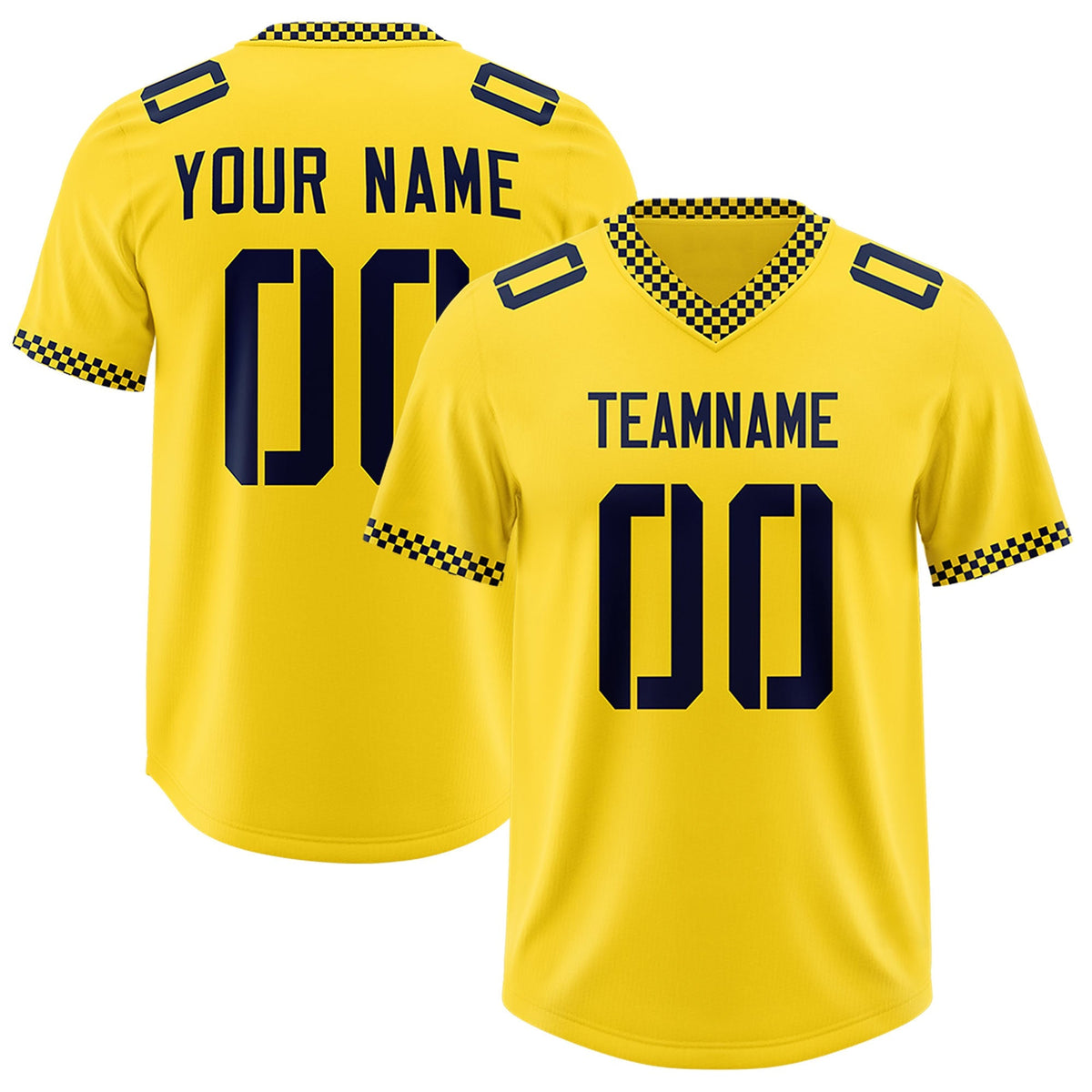 Custom Gold Navy Personalized Neckline Square Classic Authentic American Football Jersey