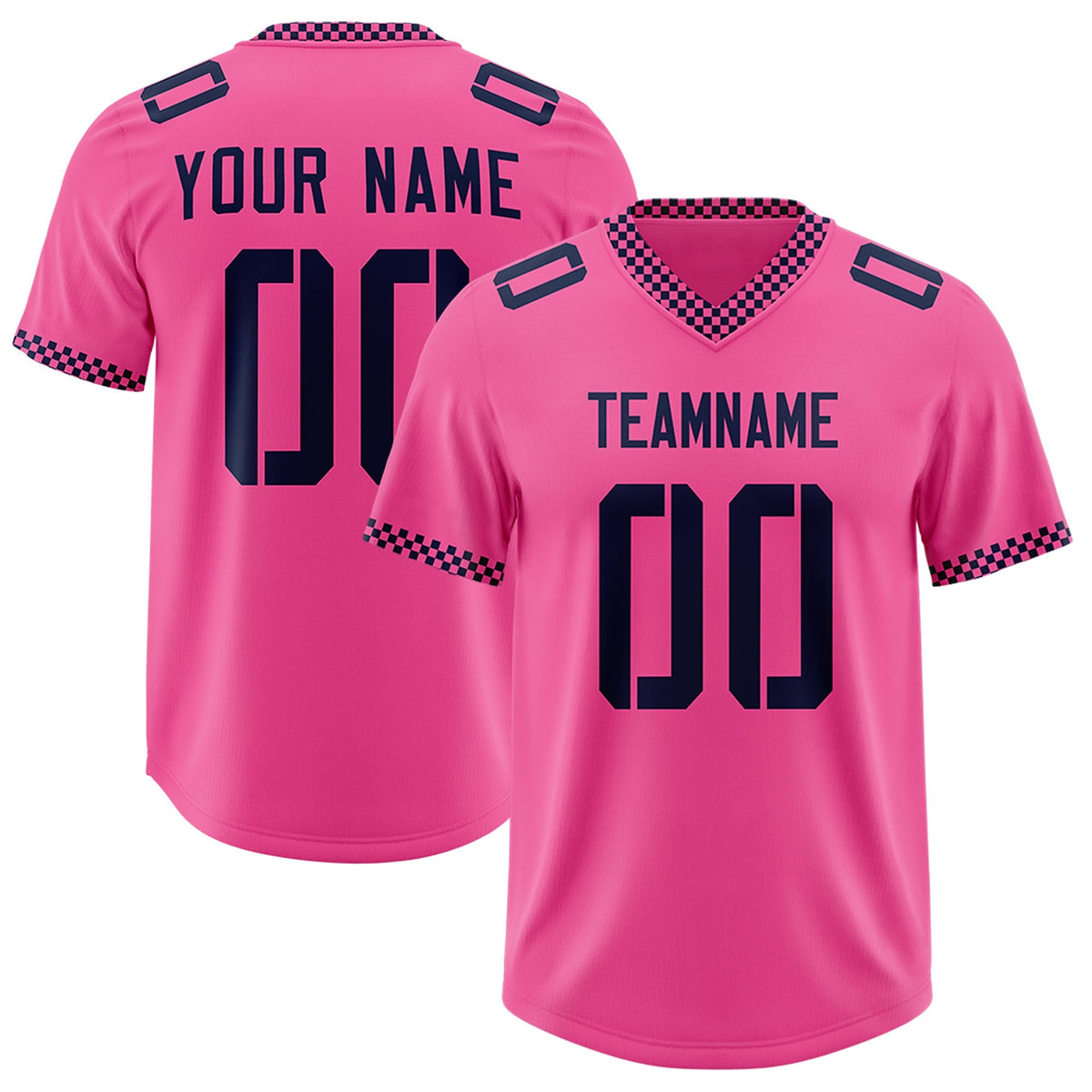 Custom Pink Navy Personalized Neckline Square Classic Authentic American Football Jersey