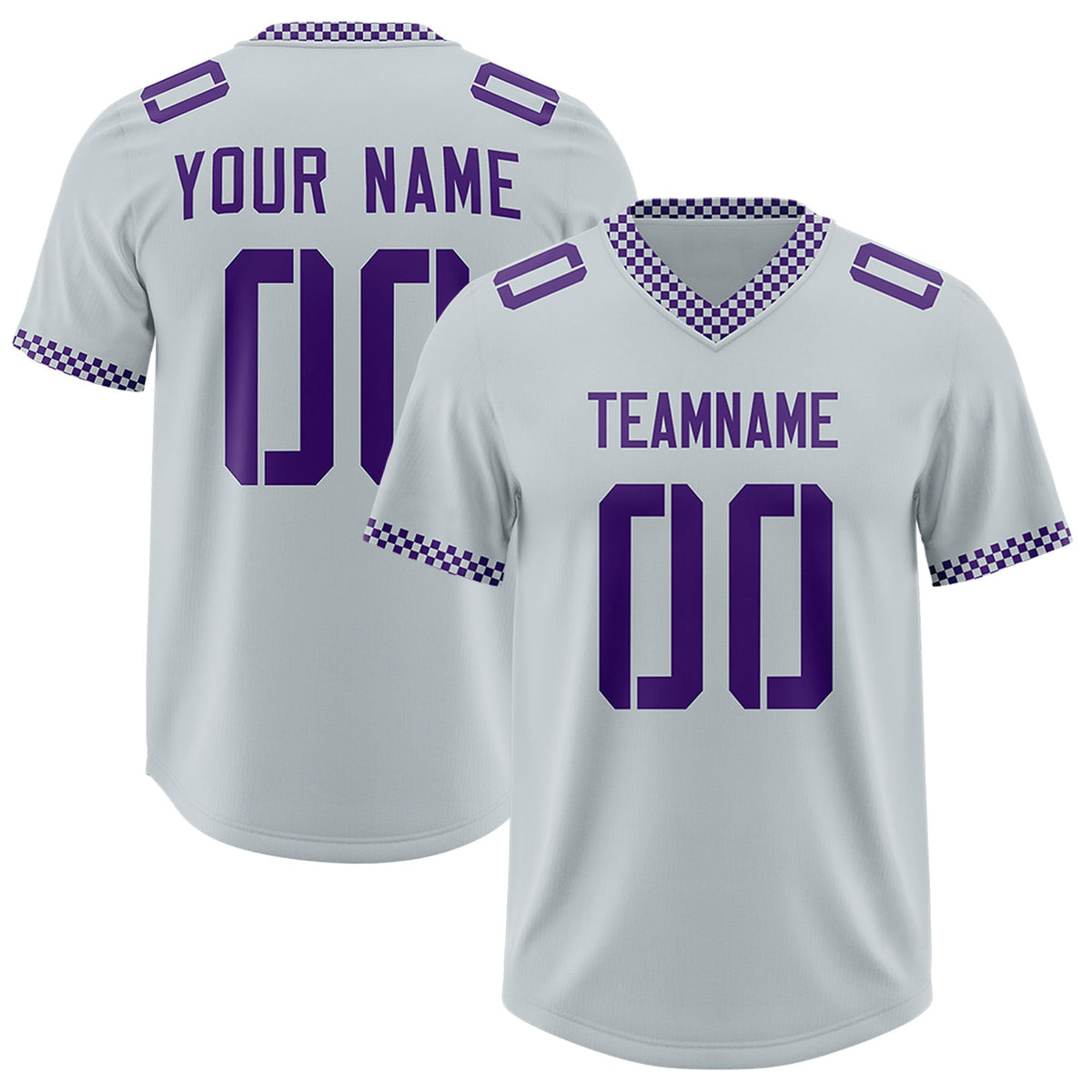 Custom Silver Purple Personalized Neckline Square Classic Authentic American Football Jersey