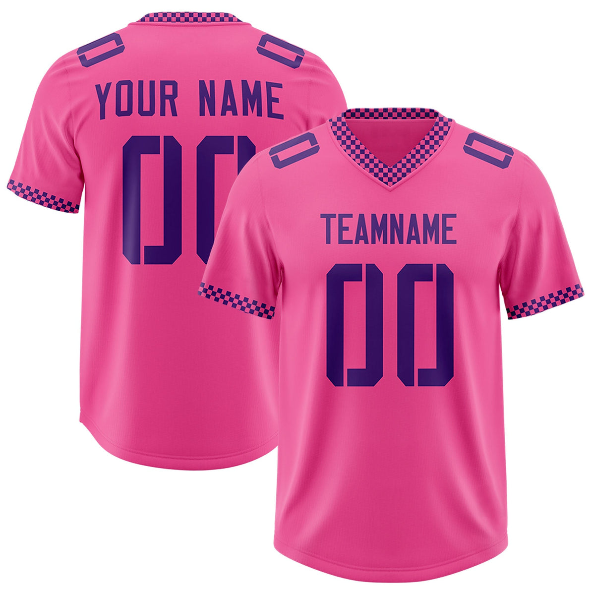 Custom Pink Purple Personalized Neckline Square Classic Authentic American Football Jersey