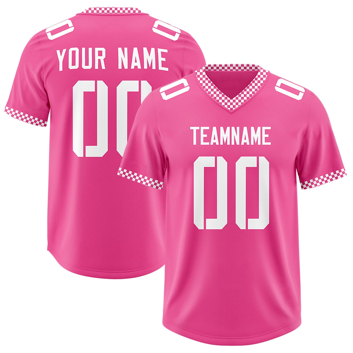Custom Pink White Personalized Neckline Square Classic Authentic American Football Jersey