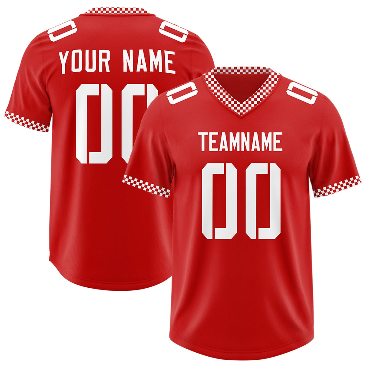 Custom Red White Personalized Neckline Square Classic Authentic American Football Jersey