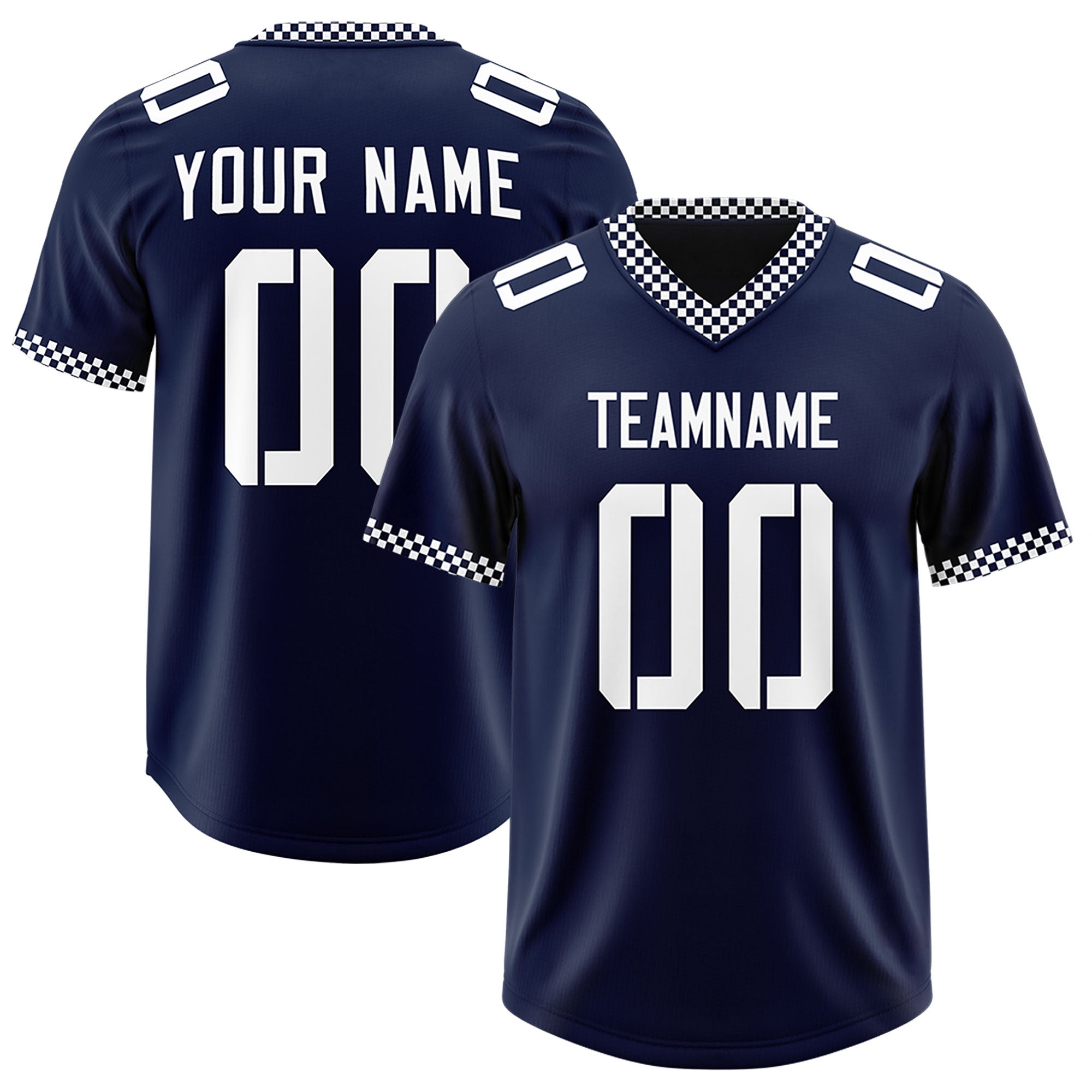 Custom Navy White Personalized Neckline Square Classic Authentic American Football Jersey