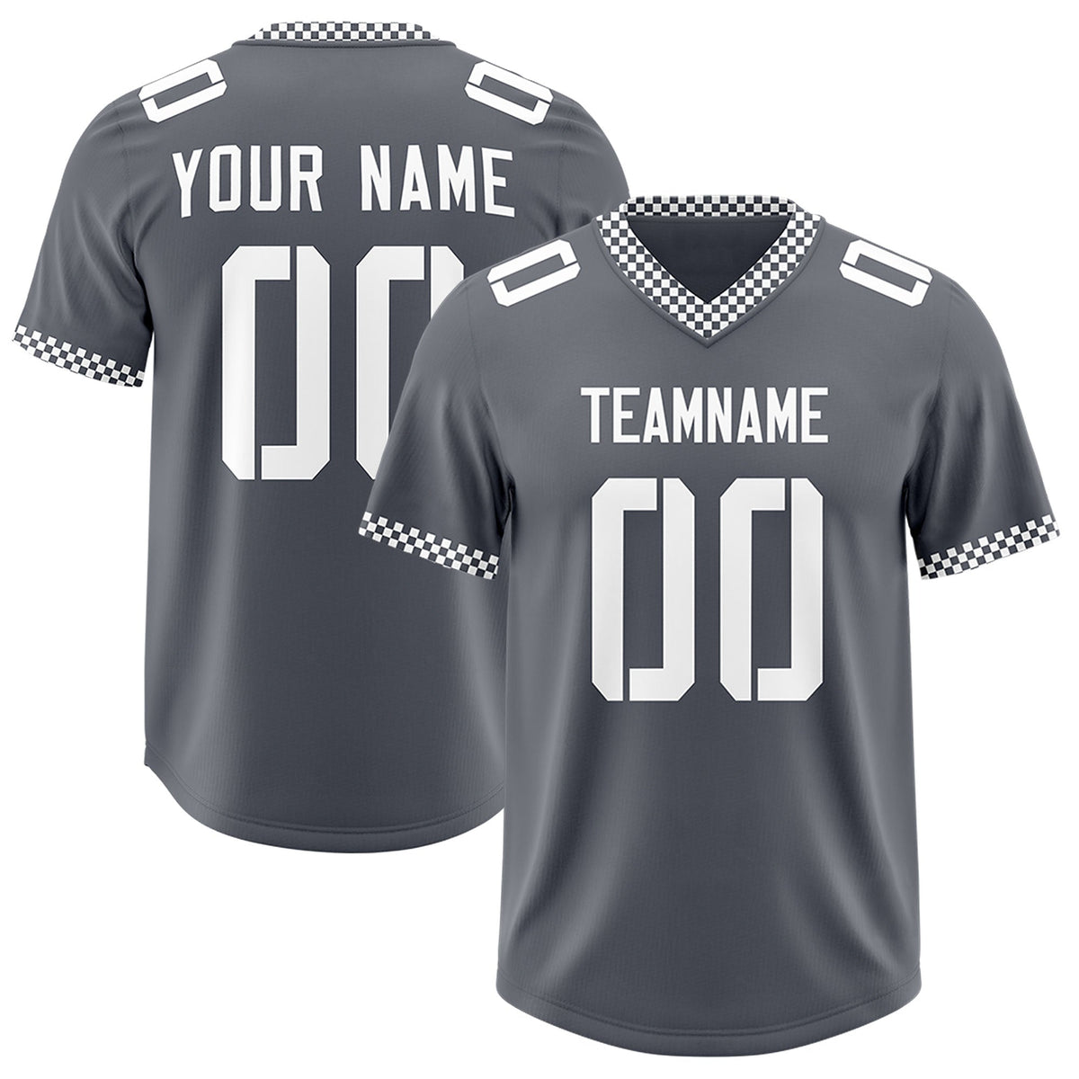 Custom Dark Gray White Personalized Neckline Square Classic Authentic American Football Jersey