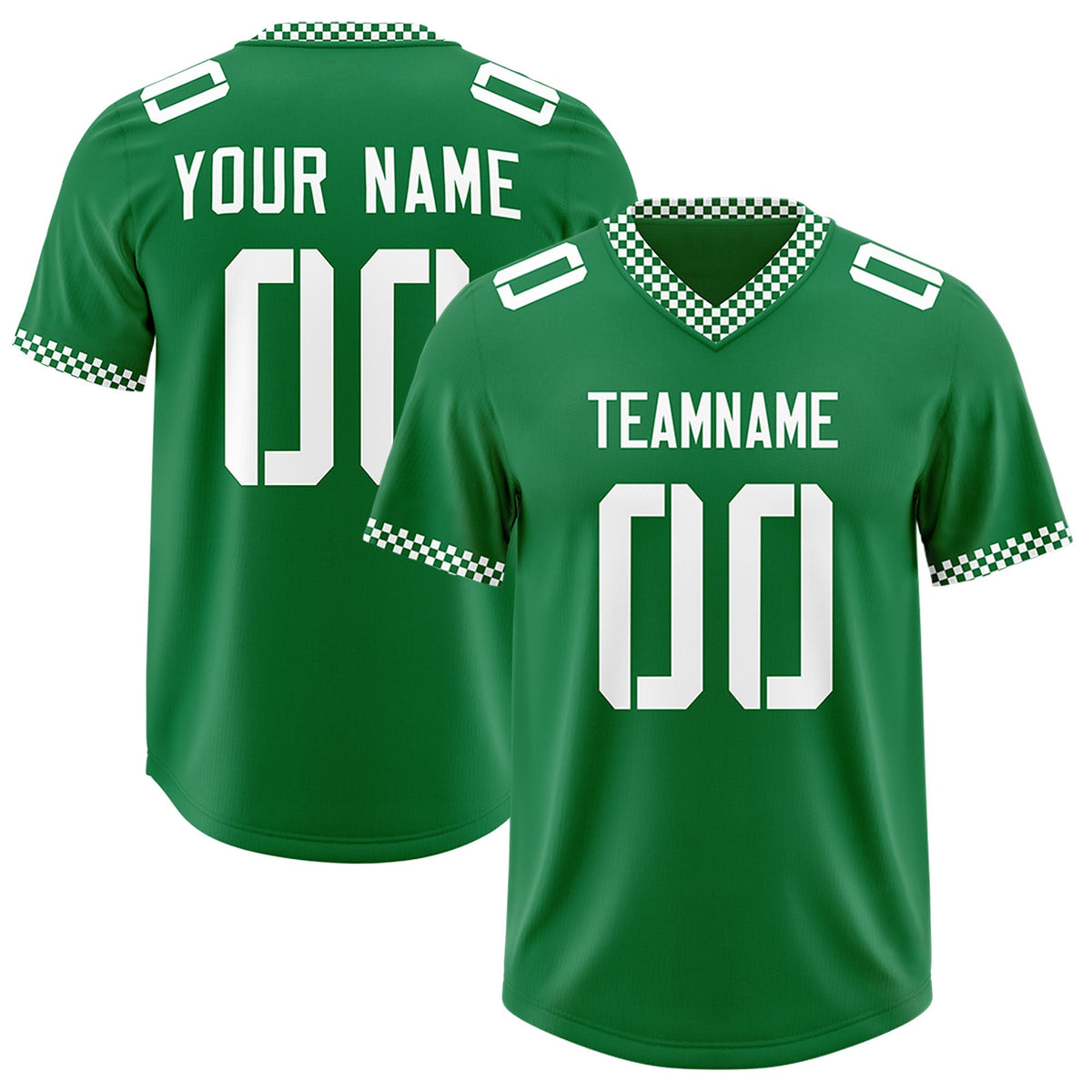 Custom Kelly Green White Personalized Neckline Square Classic Authentic American Football Jersey