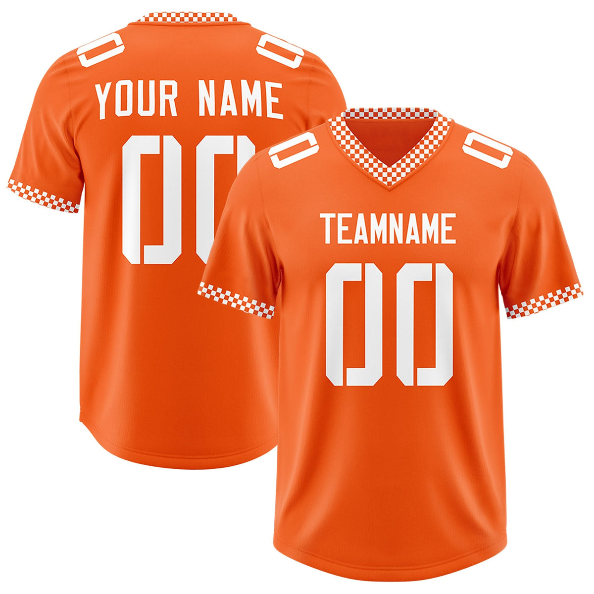 Custom Orange White Personalized Neckline Square Classic Authentic American Football Jersey