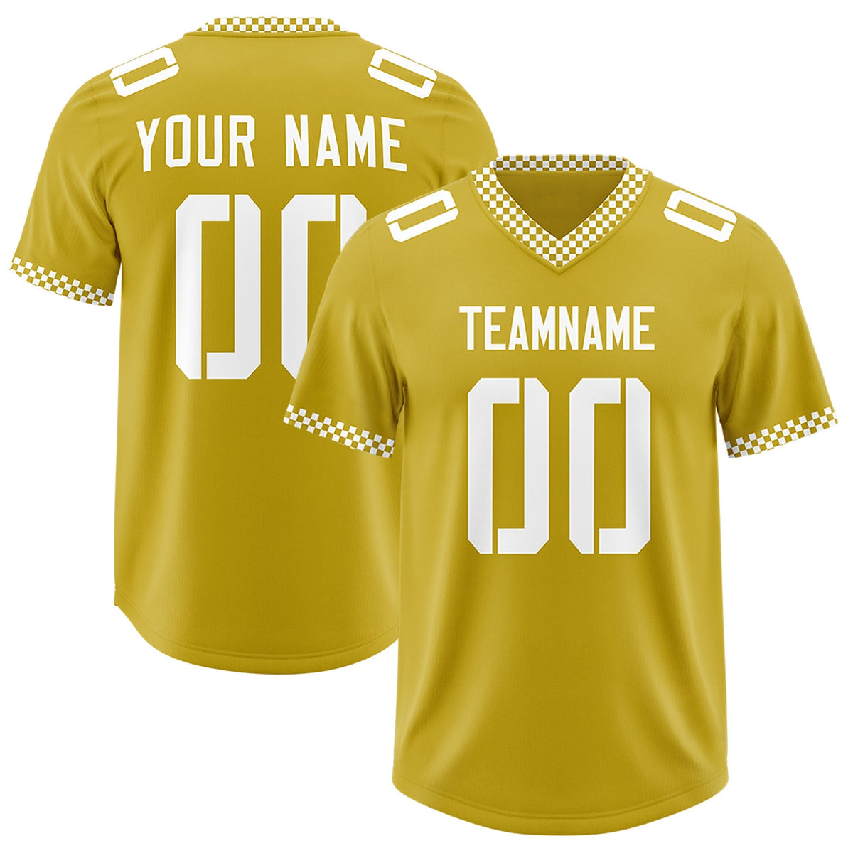 Custom Old Gold White Personalized Neckline Square Classic Authentic American Football Jersey