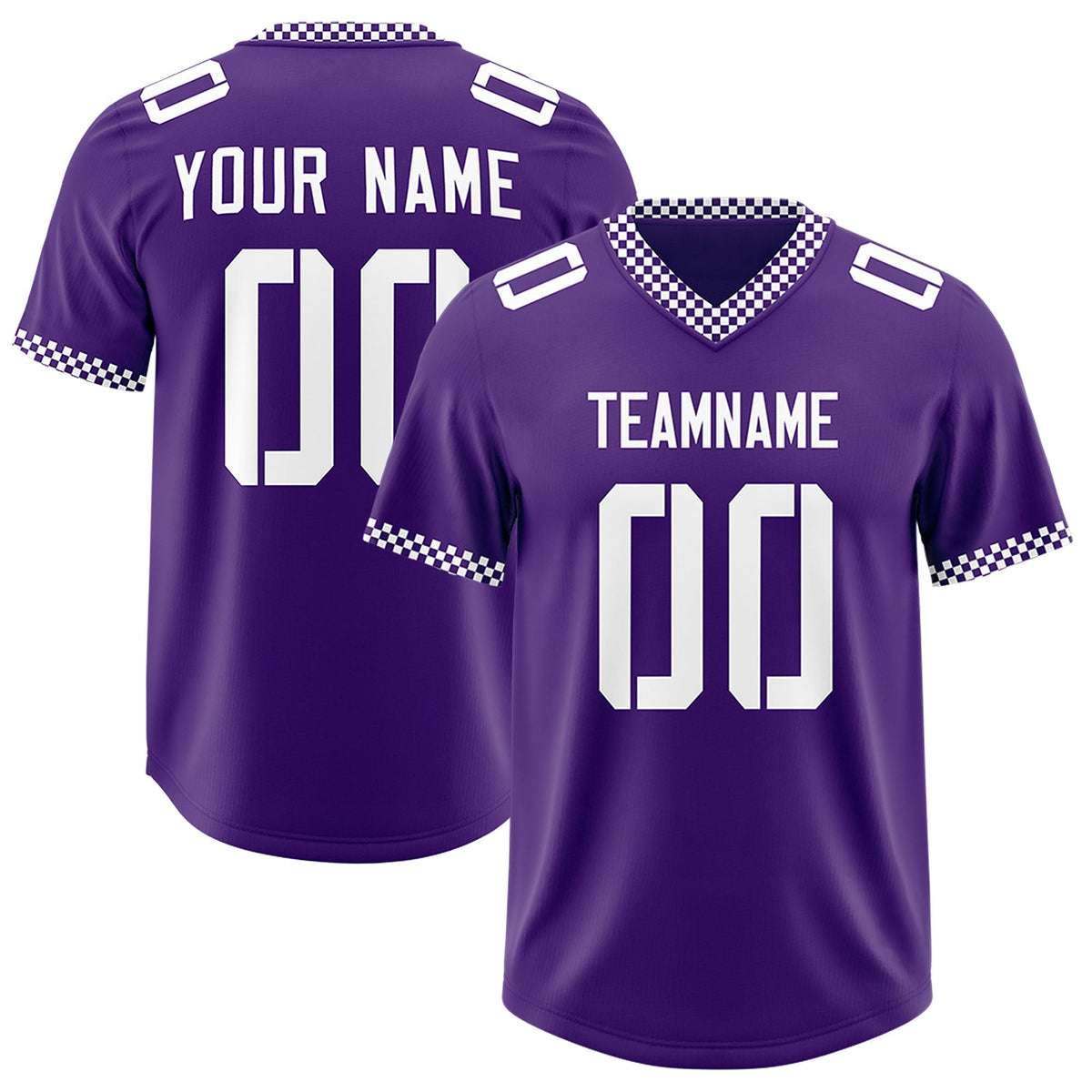 Custom Purple White Personalized Neckline Square Classic Authentic American Football Jersey
