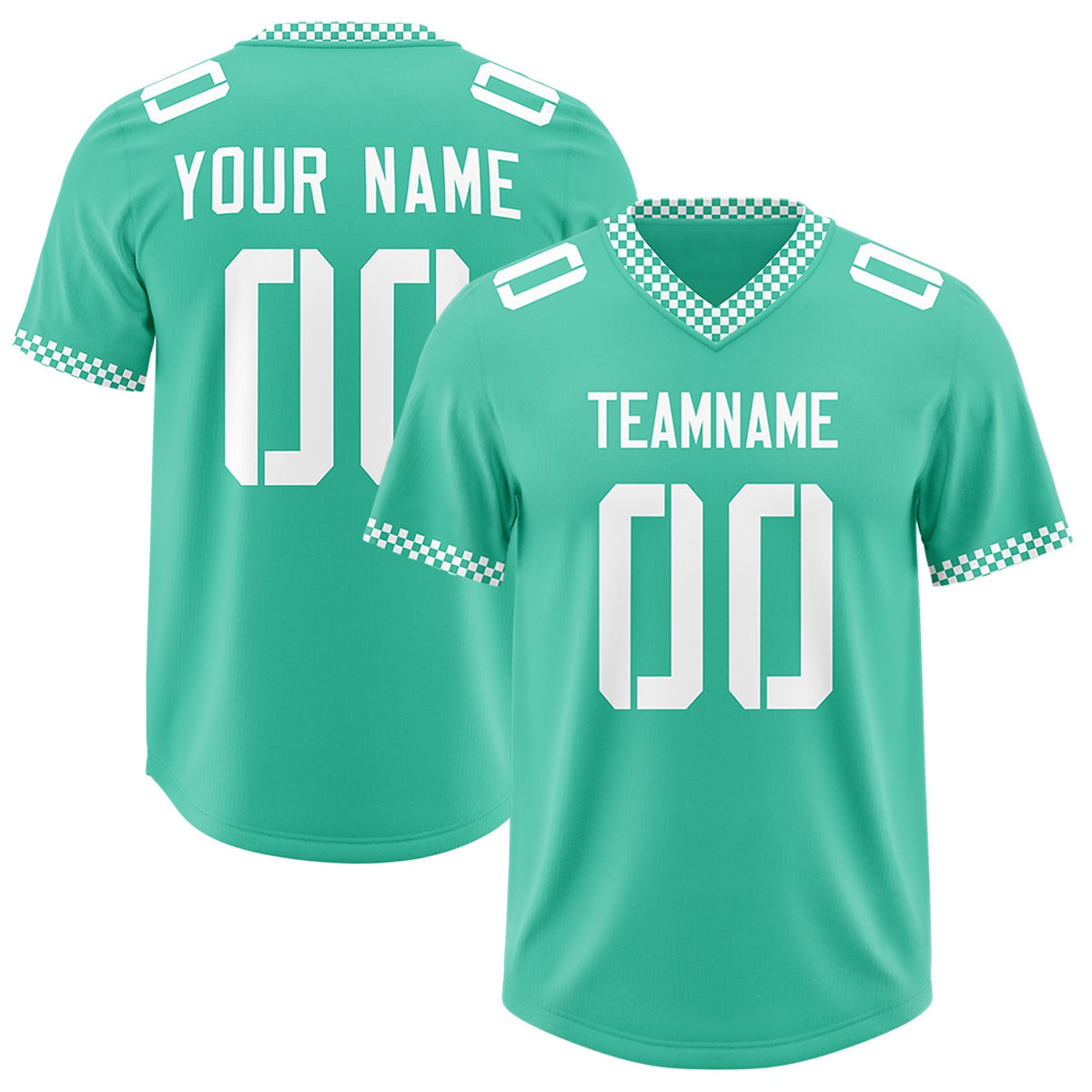 Custom Bright Green White Personalized Neckline Square Classic Authentic American Football Jersey