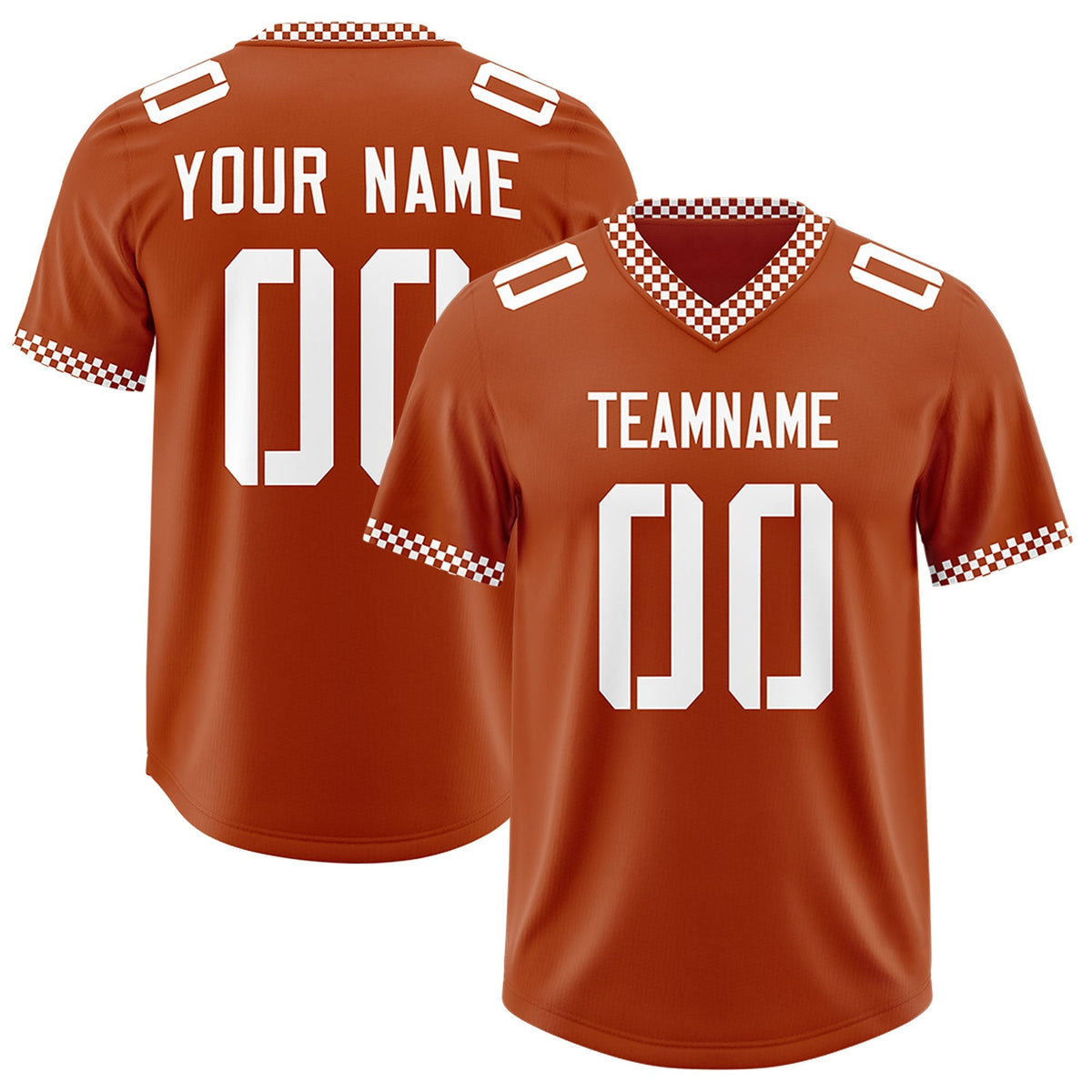 Custom Texas Orange White Personalized Neckline Square Classic Authentic American Football Jersey