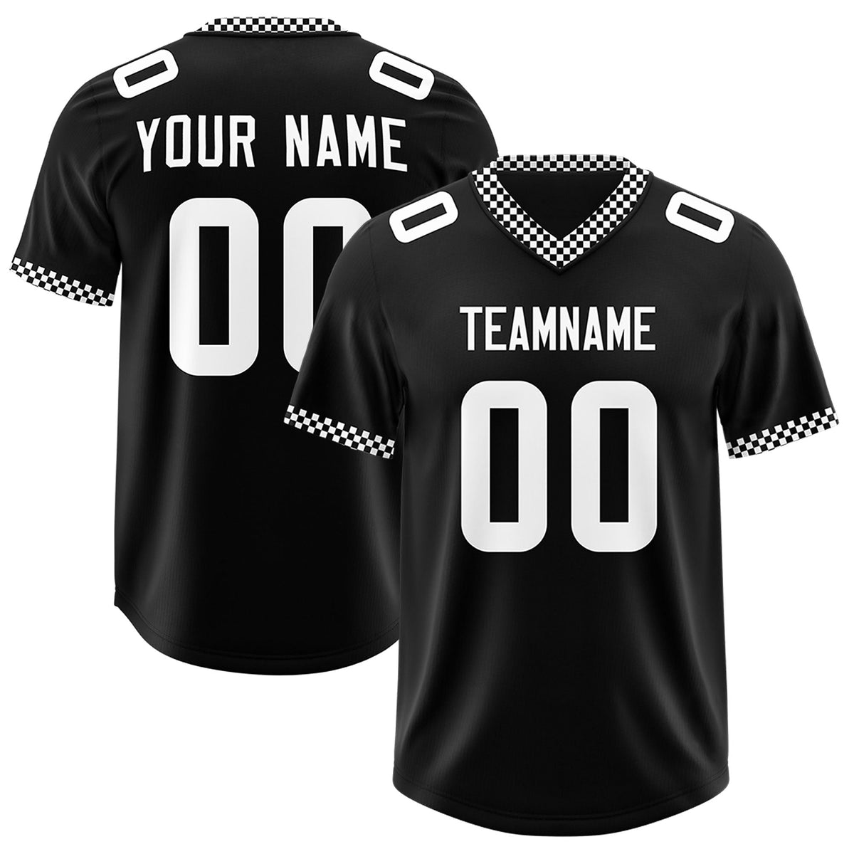 Custom Black White Personalized Neckline Square Classic Authentic American Football Jersey