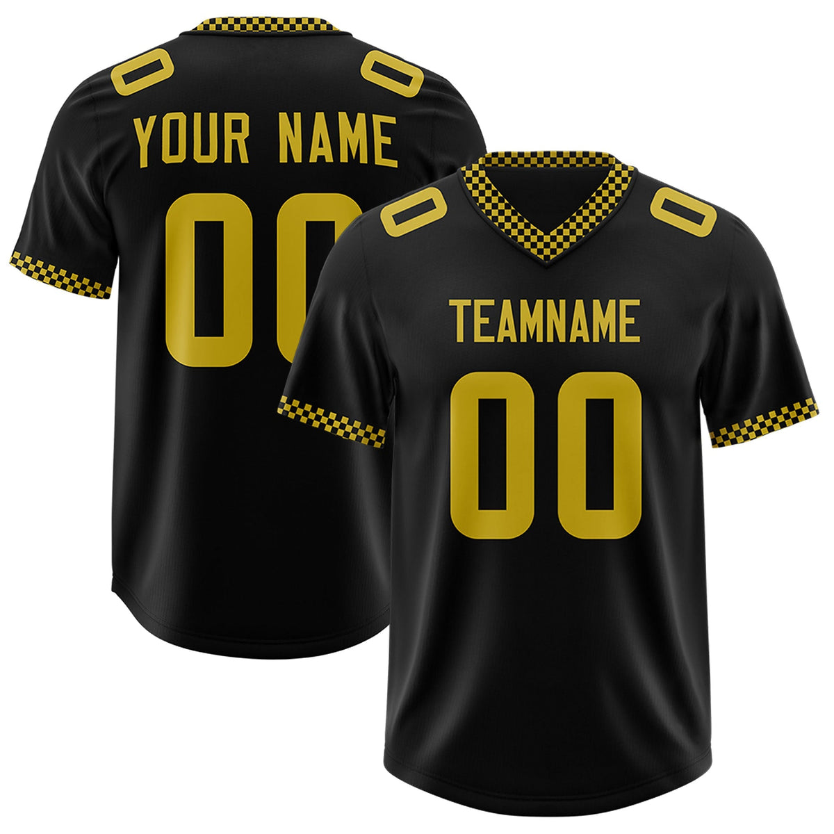 Custom Black Old Gold Personalized Neckline Square Classic Authentic American Football Jersey