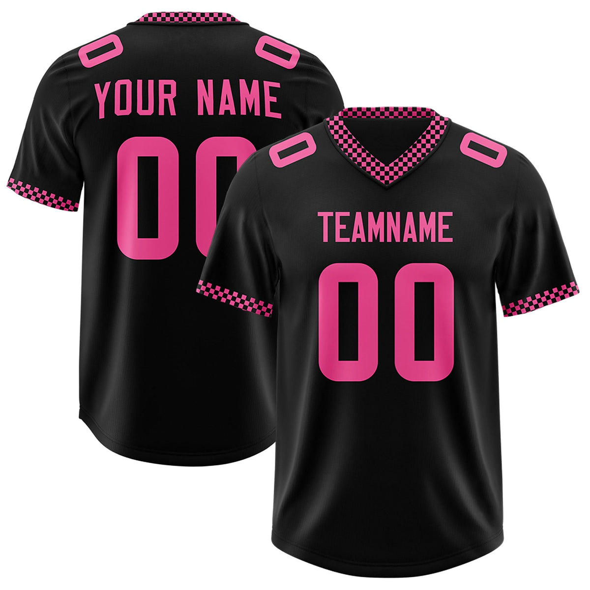 Custom Black Pink Personalized Neckline Square Classic Authentic American Football Jersey