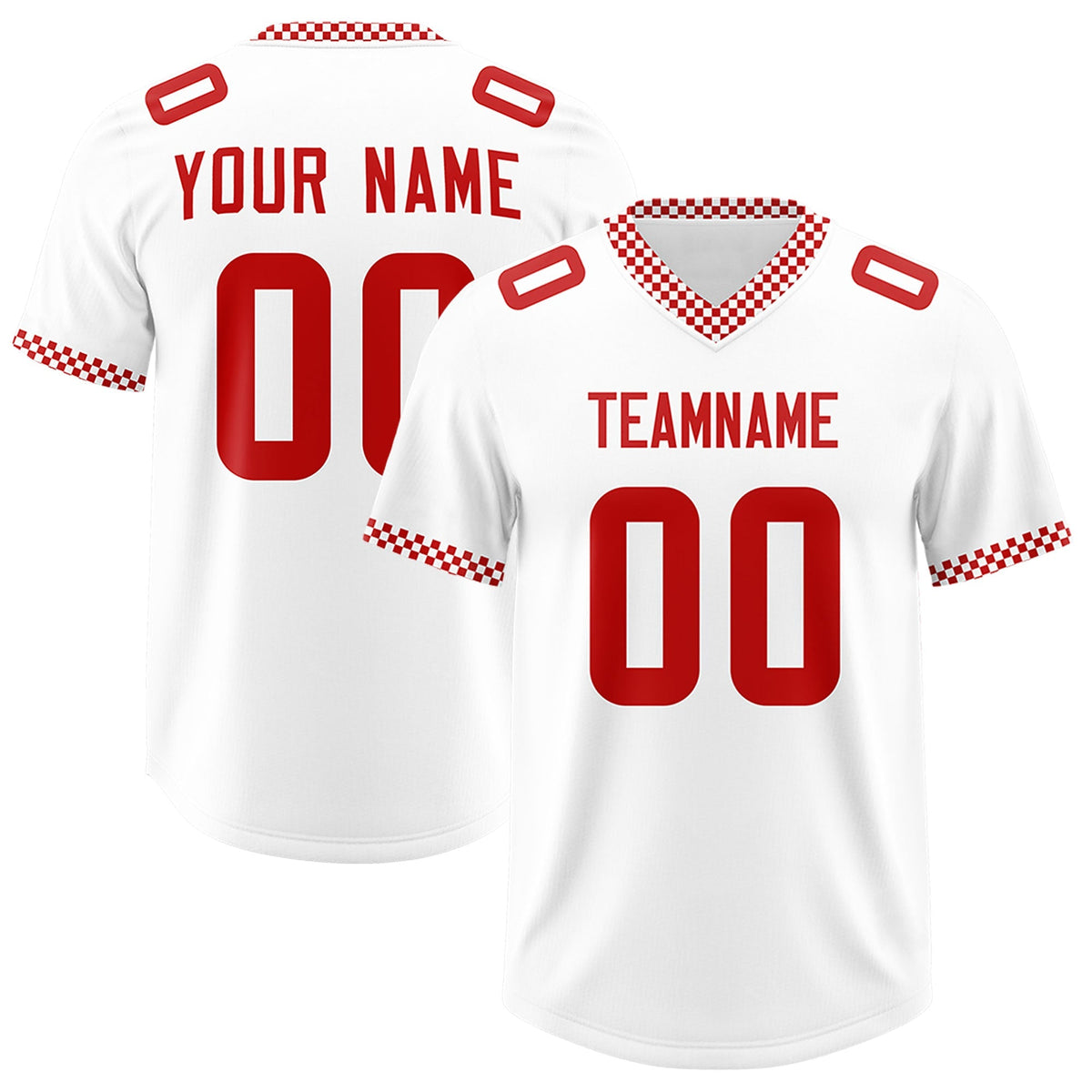 Custom White Red Personalized Neckline Square Classic Authentic American Football Jersey