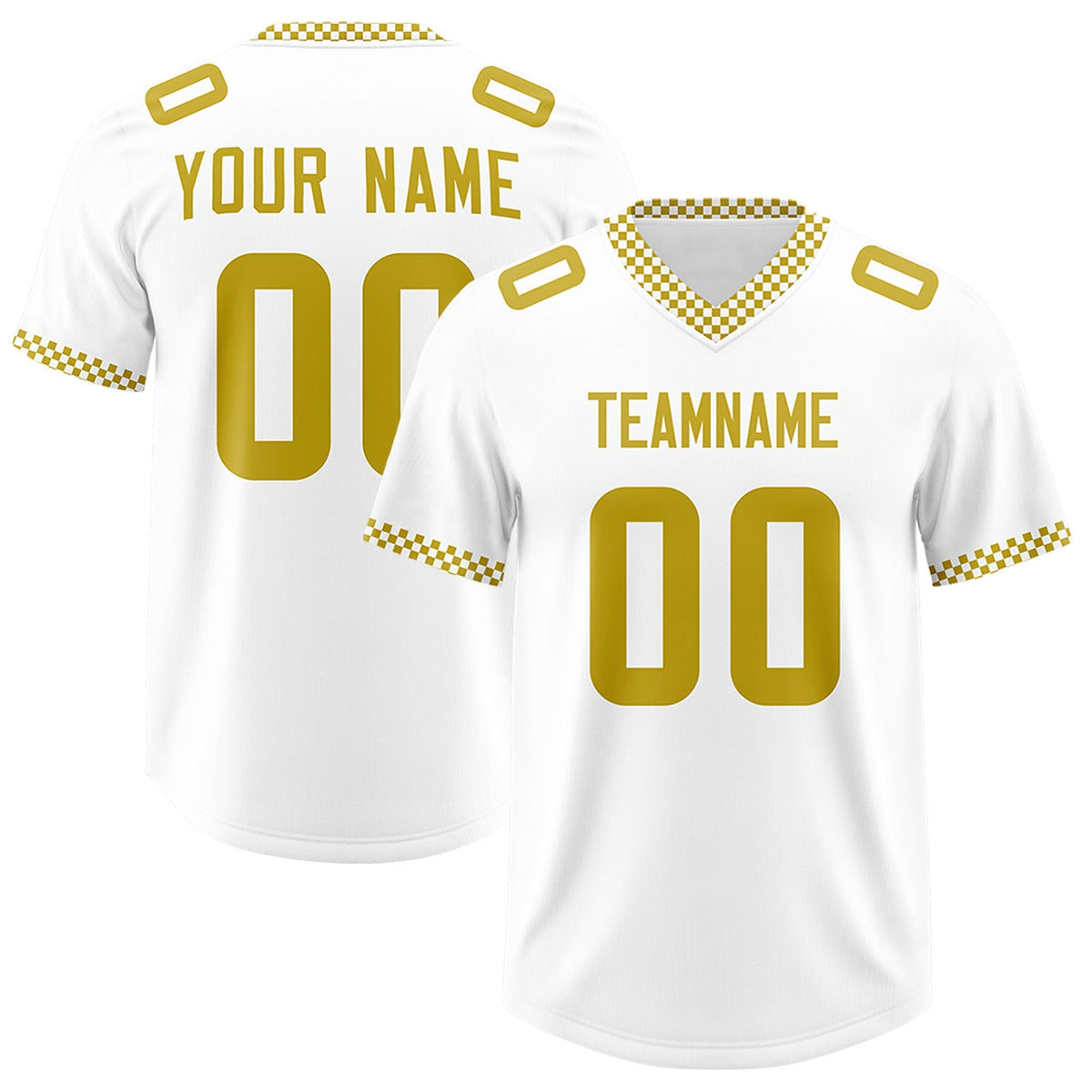 Custom White Old Gold Personalized Neckline Square Classic Authentic American Football Jersey