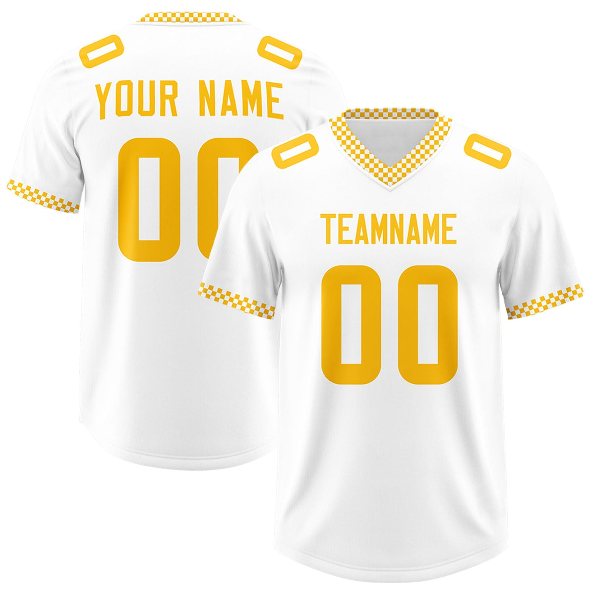 Custom White Yellow Personalized Neckline Square Classic Authentic American Football Jersey