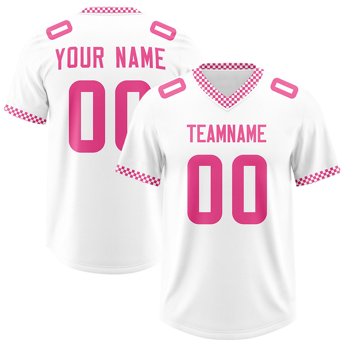 Custom White Pink Personalized Neckline Square Classic Authentic American Football Jersey
