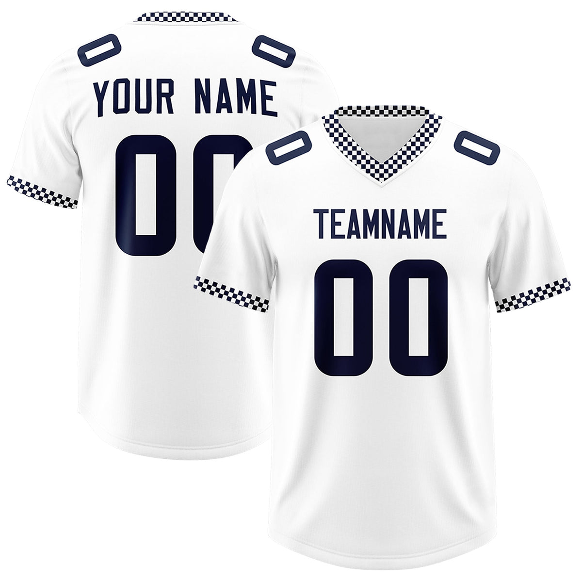 Custom White Navy Personalized Neckline Square Classic Authentic American Football Jersey