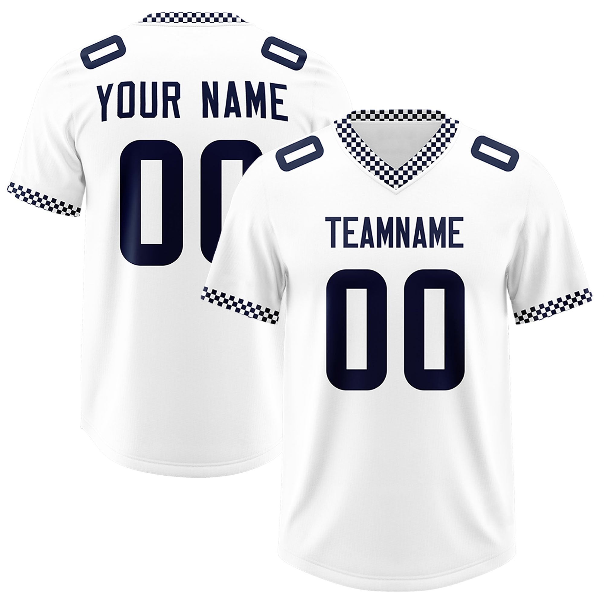 Custom White Navy Personalized Neckline Square Classic Authentic American Football Jersey