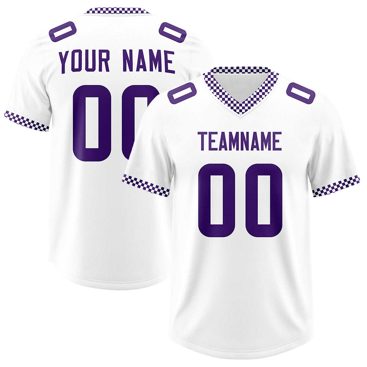Custom White Purple Personalized Neckline Square Classic Authentic American Football Jersey