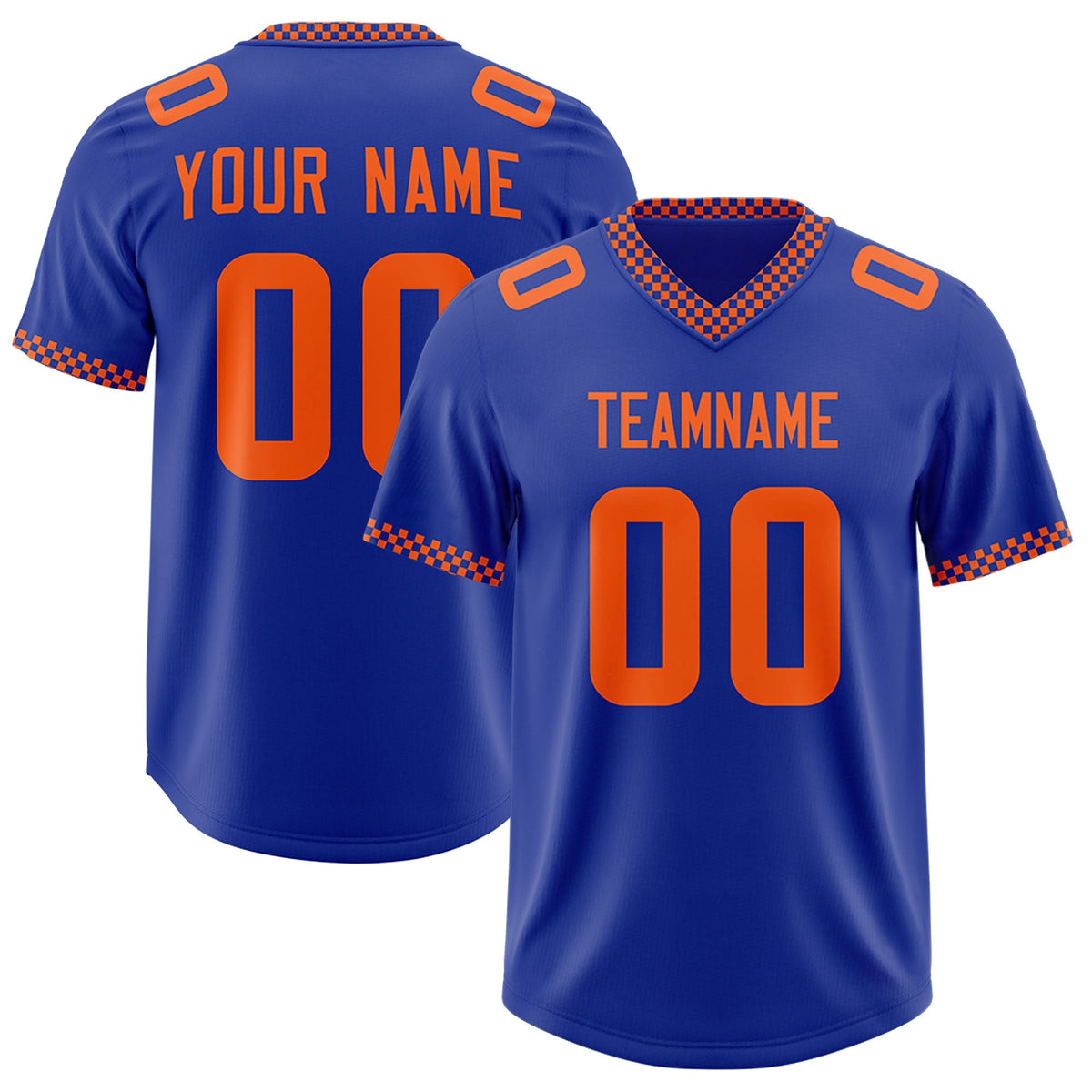 Custom Royal Orange Personalized Neckline Square Classic Authentic American Football Jersey
