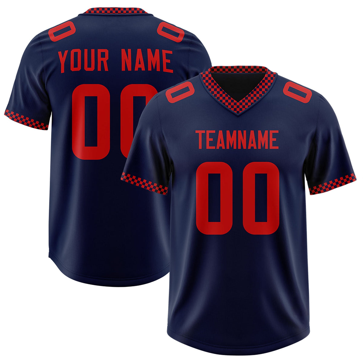Custom Navy Red Personalized Neckline Square Classic Authentic American Football Jersey