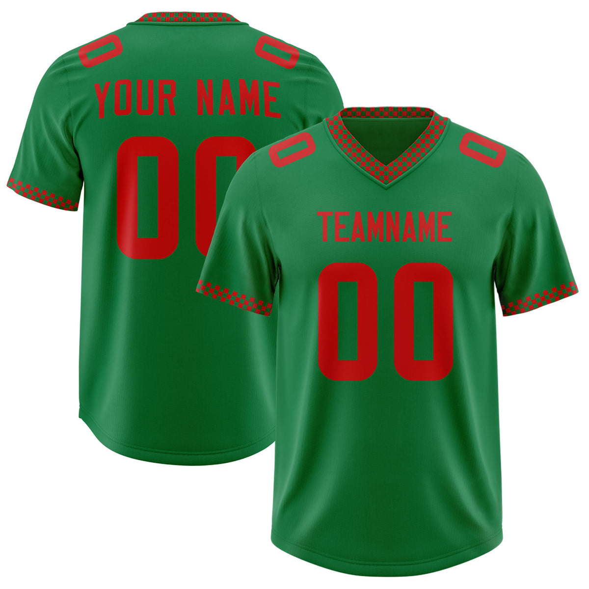 Custom Kelly Green Red Personalized Neckline Square Classic Authentic American Football Jersey