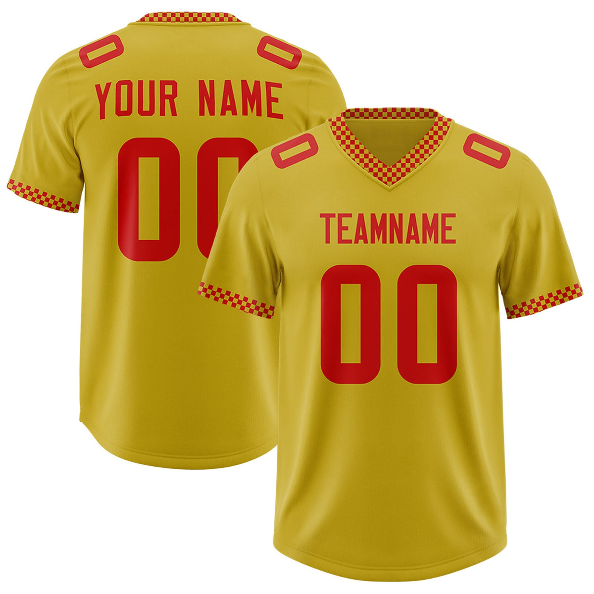 Custom Old Gold Red Personalized Neckline Square Classic Authentic American Football Jersey