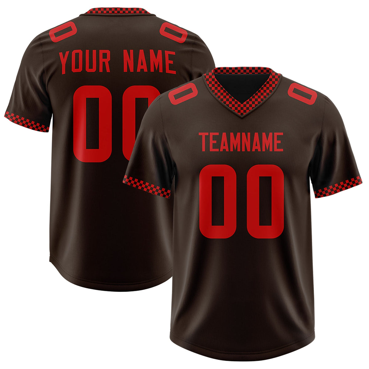 Custom Brown Red Personalized Neckline Square Classic Authentic American Football Jersey
