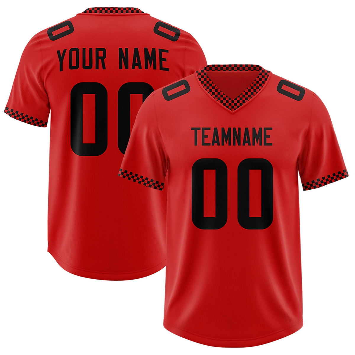 Custom Red Black Personalized Neckline Square Classic Authentic American Football Jersey