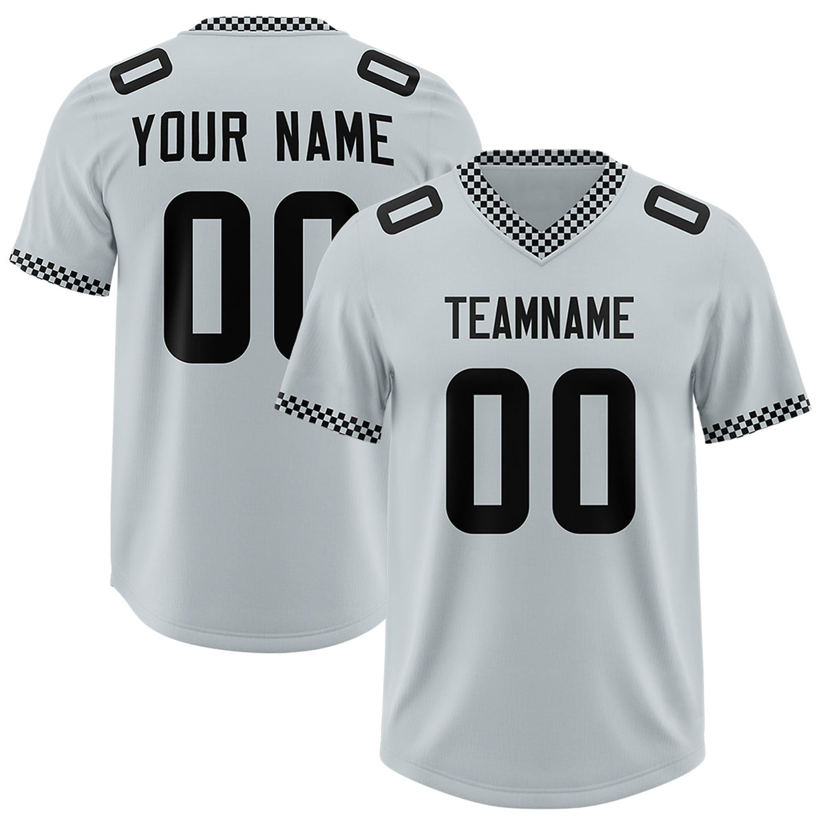 Custom Silver Black Personalized Neckline Square Classic Authentic American Football Jersey