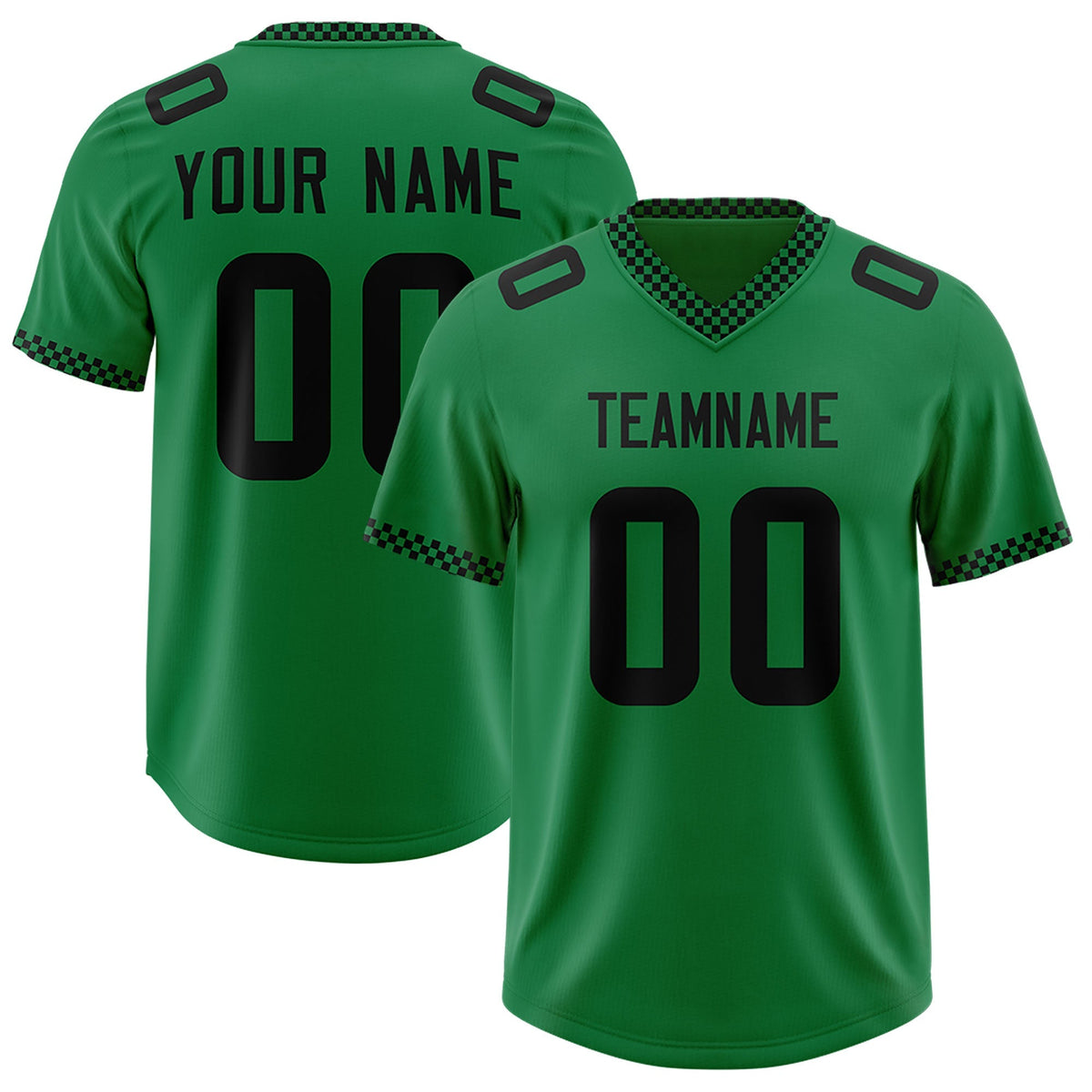 Custom Kelly Green Black Personalized Neckline Square Classic Authentic American Football Jersey