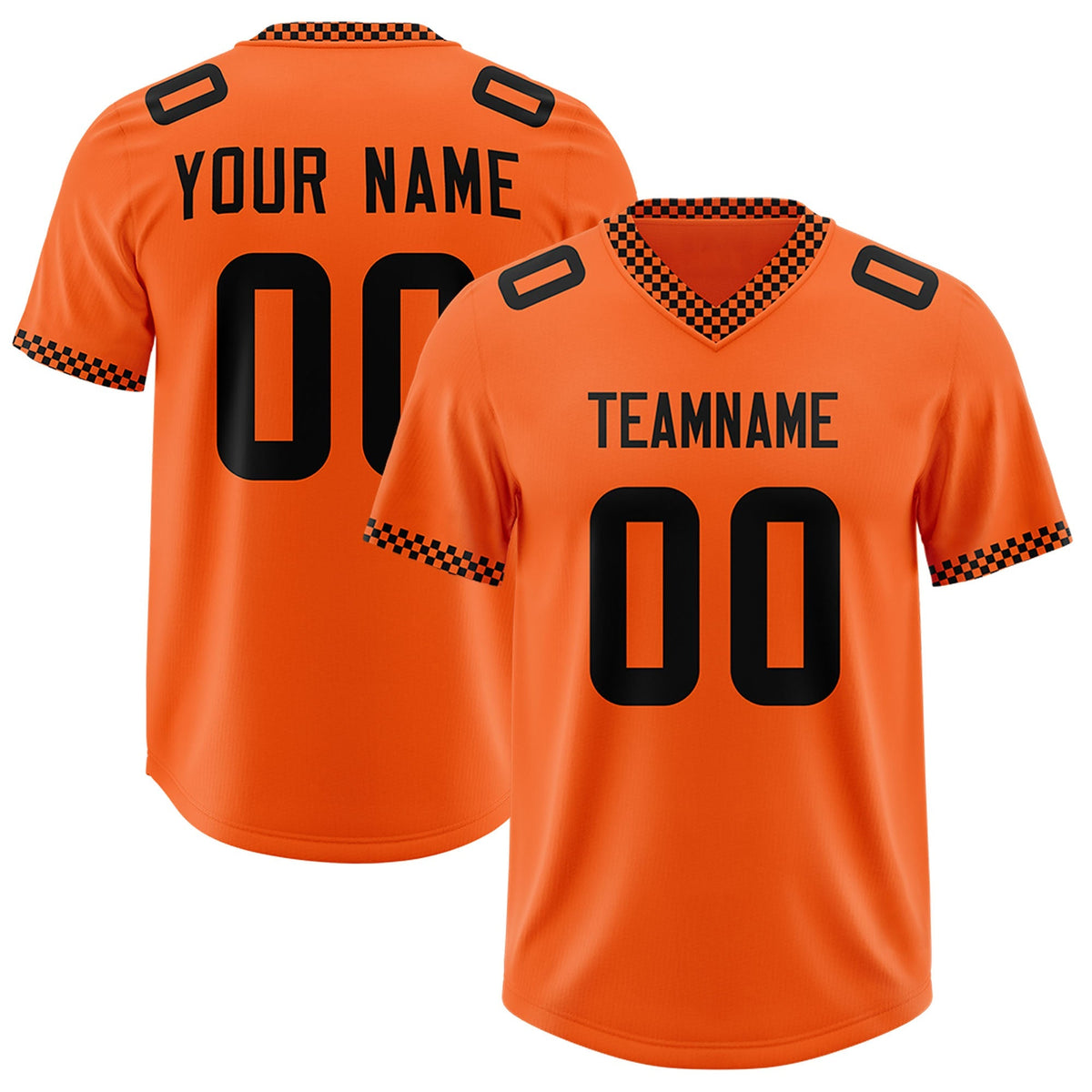 Custom Orange Black Personalized Neckline Square Classic Authentic American Football Jersey
