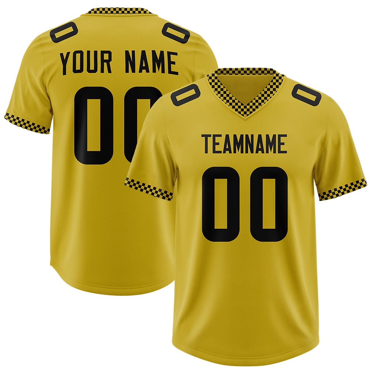 Custom Old Gold Black Personalized Neckline Square Classic Authentic American Football Jersey