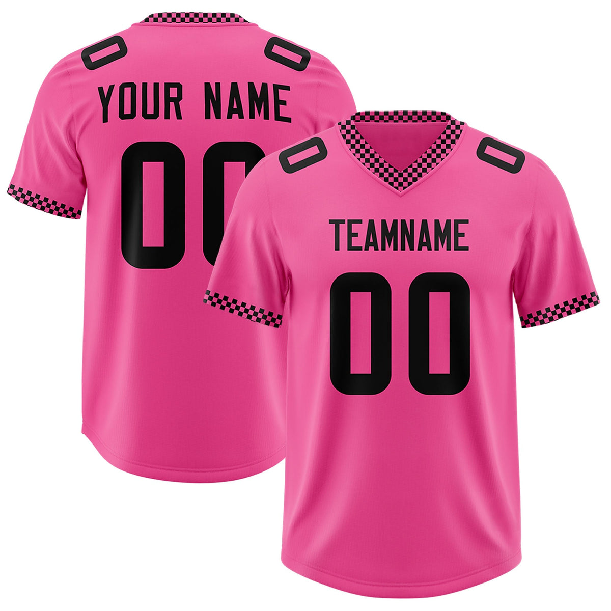 Custom Pink Black Personalized Neckline Square Classic Authentic American Football Jersey
