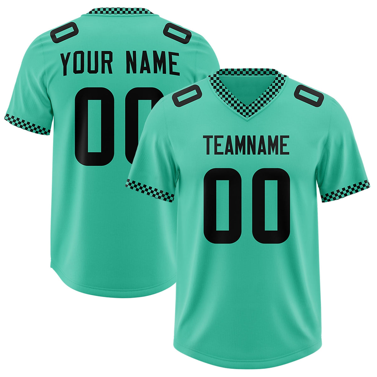Custom Bright Green Black Personalized Neckline Square Classic Authentic American Football Jersey