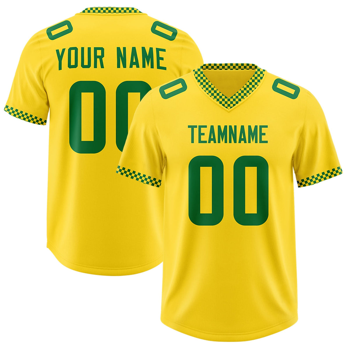 Custom Yellow Kelly Green Personalized Neckline Square Classic Authentic American Football Jersey