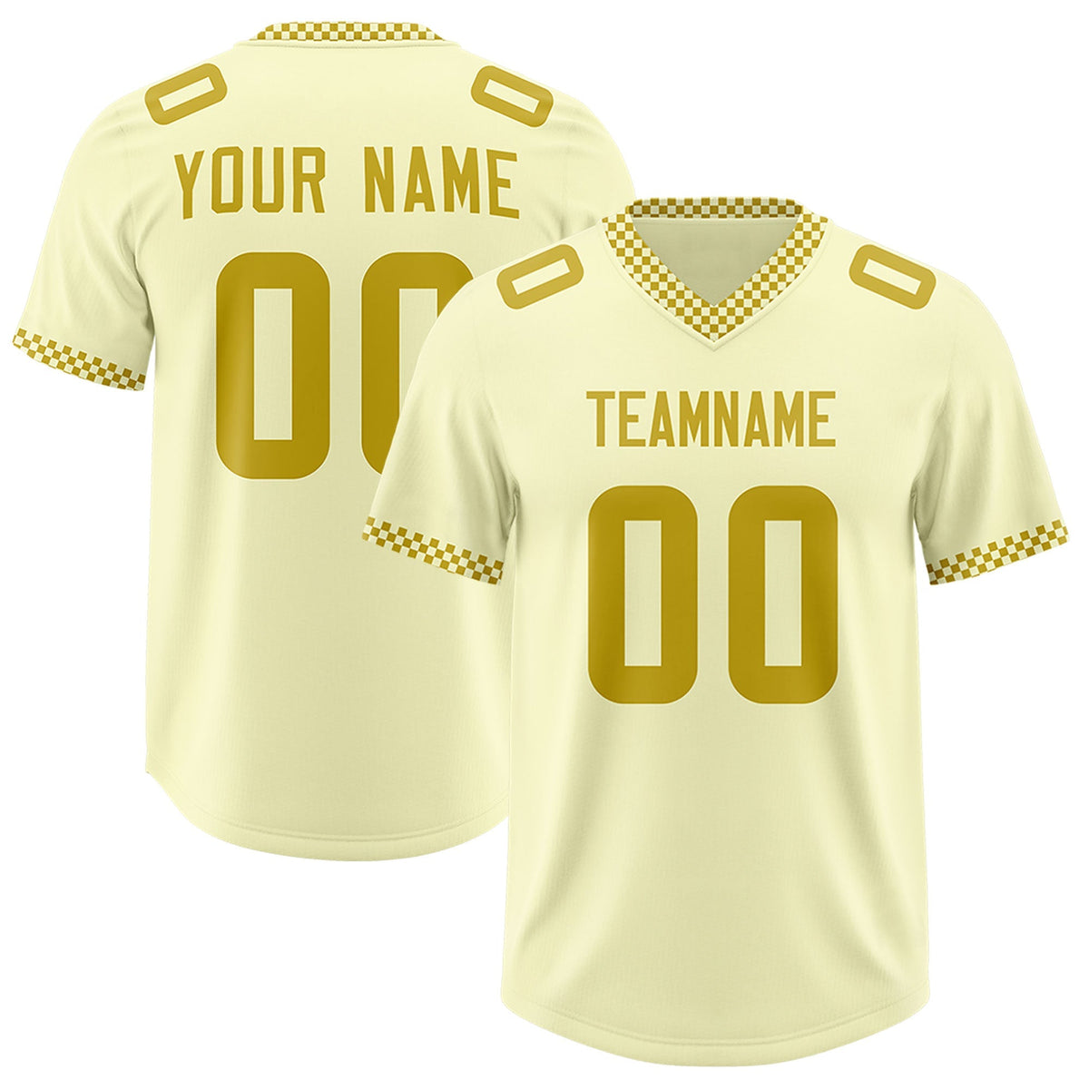 Custom Cream Old Gold Personalized Neckline Square Classic Authentic American Football Jersey