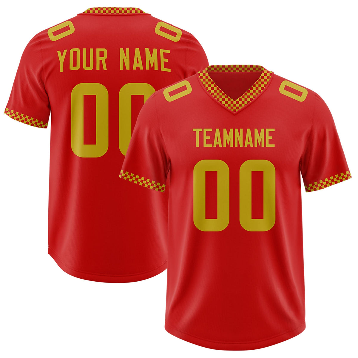 Custom Red Old Gold Personalized Neckline Square Classic Authentic American Football Jersey