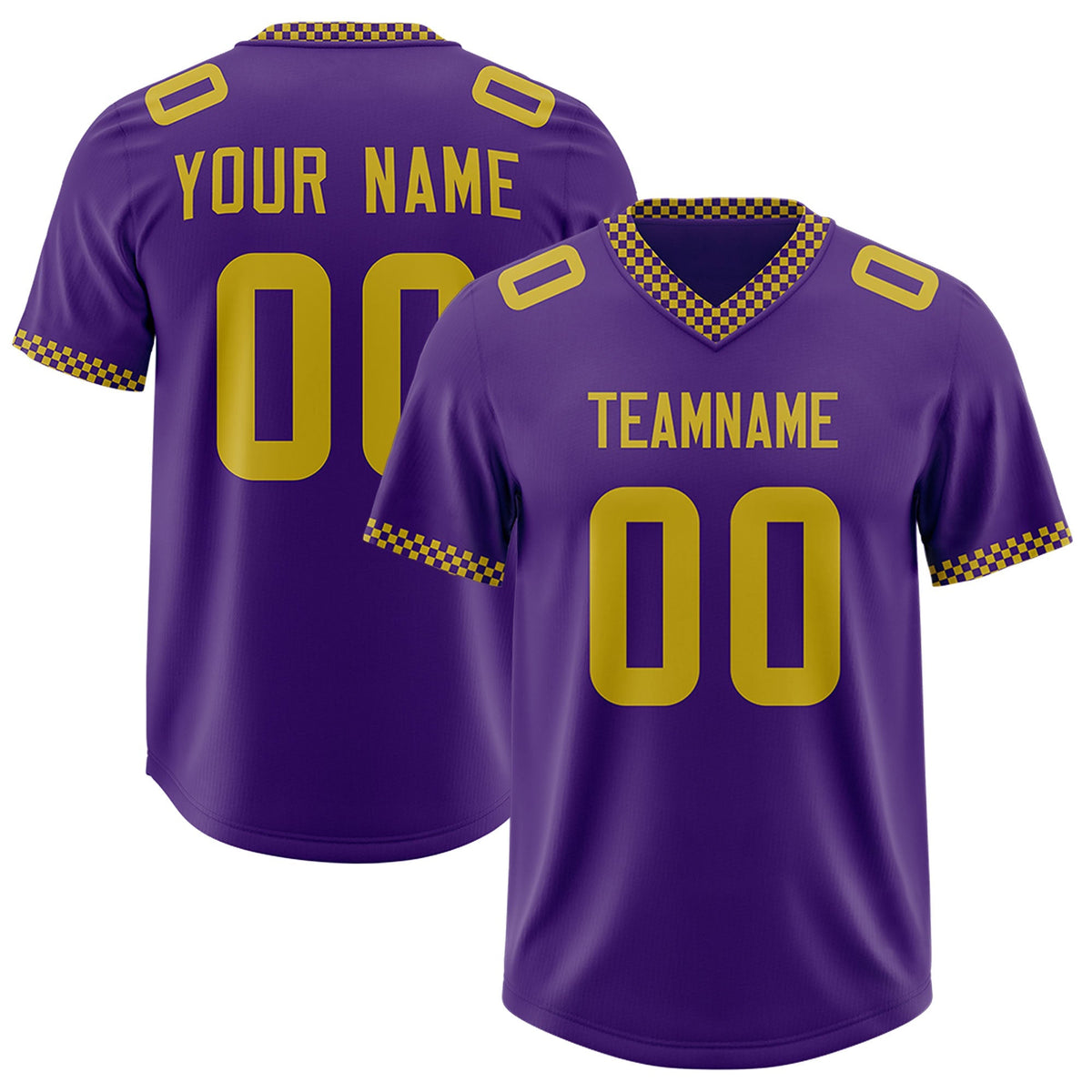 Custom Purple Old Gold Personalized Neckline Square Classic Authentic American Football Jersey