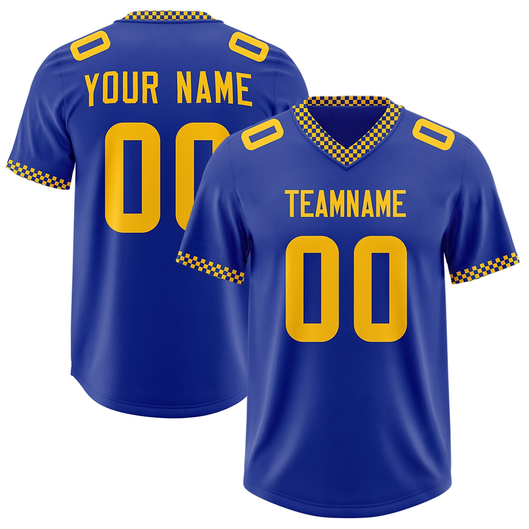 Custom Royal Yellow Personalized Neckline Square Classic Authentic American Football Jersey