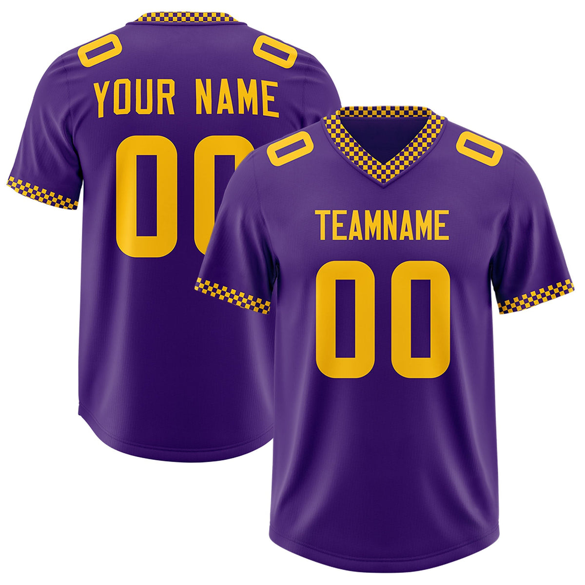 Custom Purple Yellow Personalized Neckline Square Classic Authentic American Football Jersey