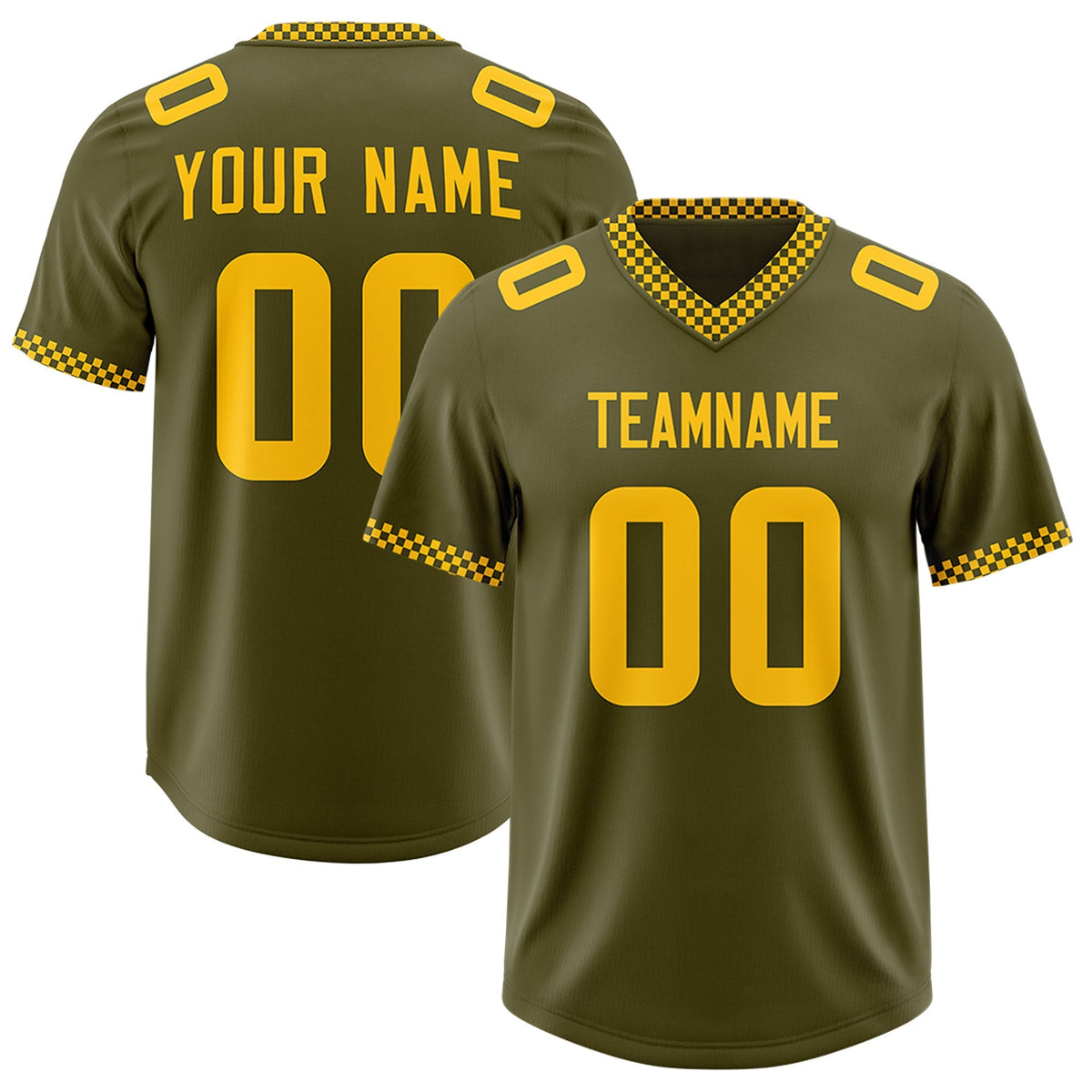 Custom Olive Yellow Personalized Neckline Square Classic Authentic American Football Jersey