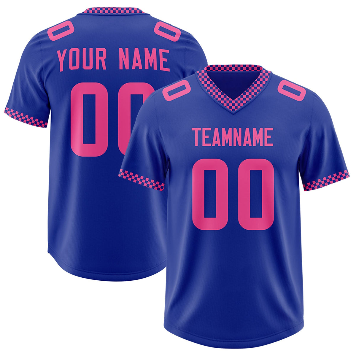 Custom Royal Pink Personalized Neckline Square Classic Authentic American Football Jersey