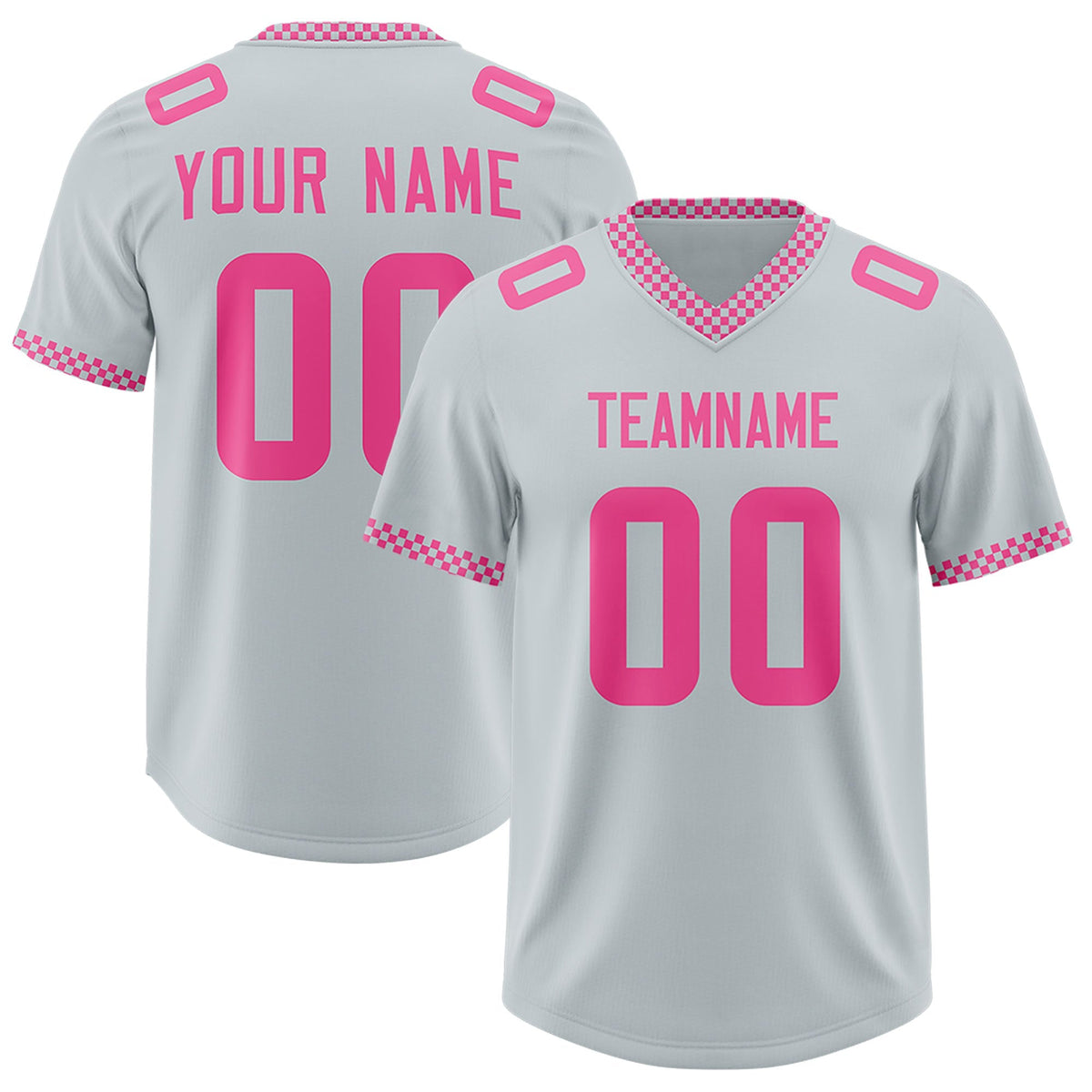 Custom Silver Pink Personalized Neckline Square Classic Authentic American Football Jersey